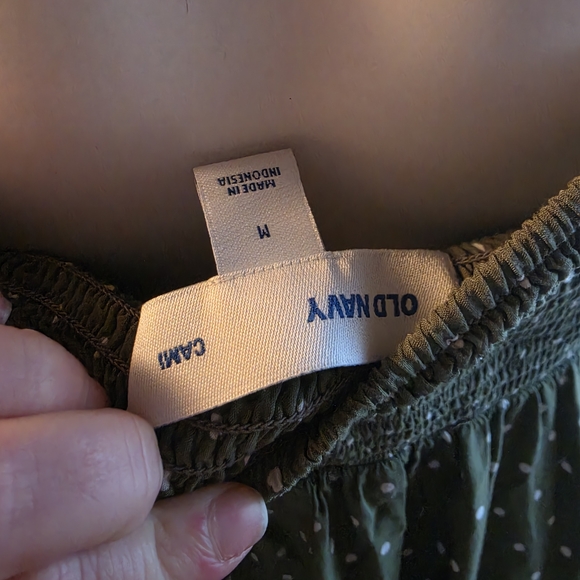 Old Navy Olive Green Polka Dot Strap Dress - Picture 3 of 3